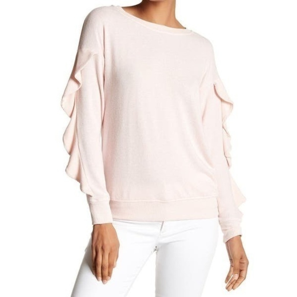 Harlowe & Graham Pink Ruffled Sweater